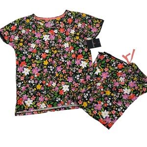 CUDDL DUDS Women’s Size XS Black Floral Pajamas cropped pant pajama set NWT